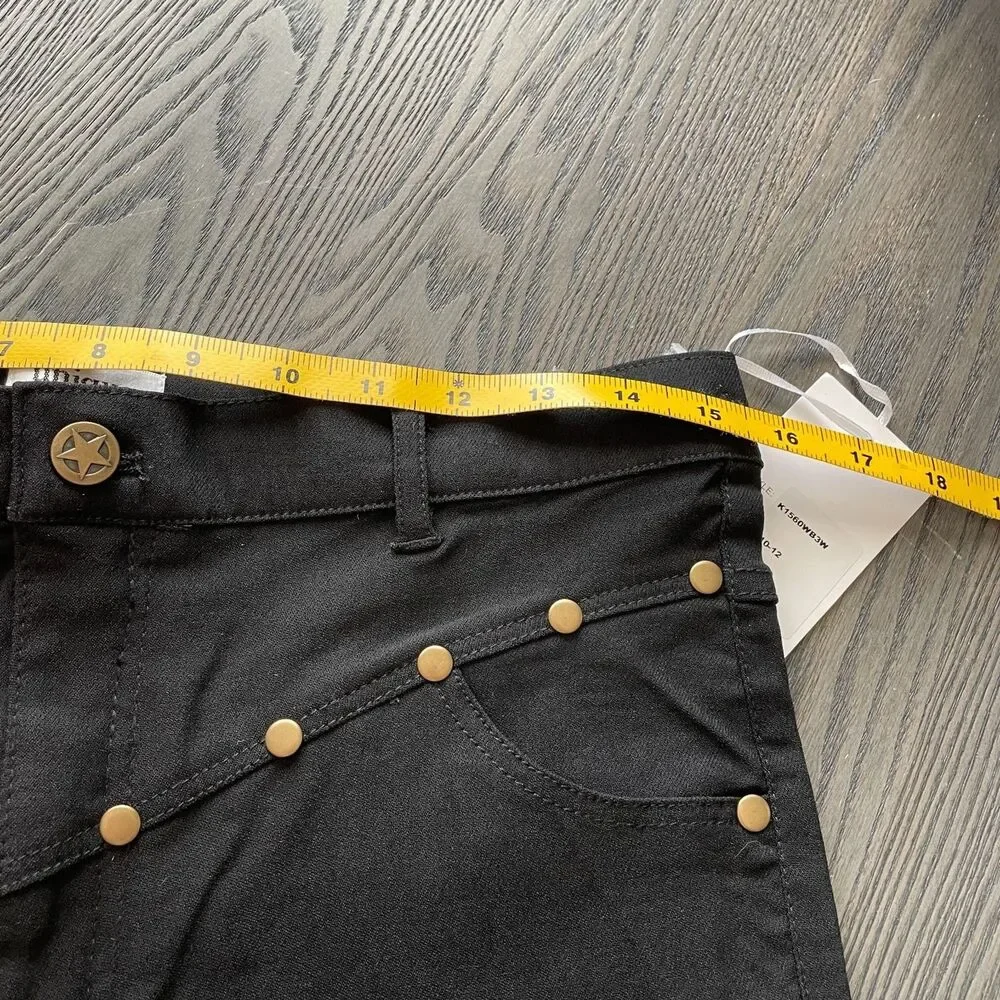 Unique Vintage Womens L Black Studded Skinny Western Cowboy Howdy Pants NWT - Picture 8 of 10
